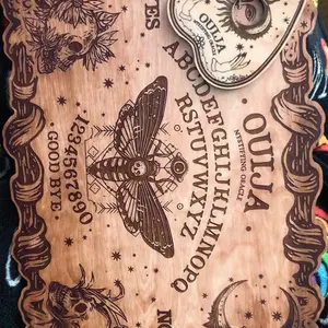 2PCS Wooden Gothic Ouija Board with Planchette, Divination Board, Talkin Spirit Board, Witchcraft Decor, Games, yes no game, Witch Gift, Gift for Family, Spooky Gift, Home Decor, Home Decorations Indoor, Board Game Prop