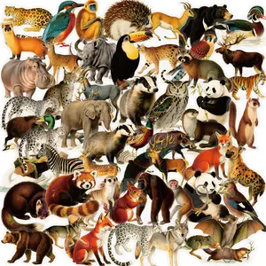 56 New Realistic Animal Transparent PET Stickers - Waterproof Decorative DIY Stickers for Suitcases, Phone Cases, Laptops, Helmets, Skateboards