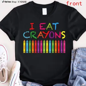 Made in USA Crayon Lovers’ Funny T-Shirt – I Eat Crayons Design