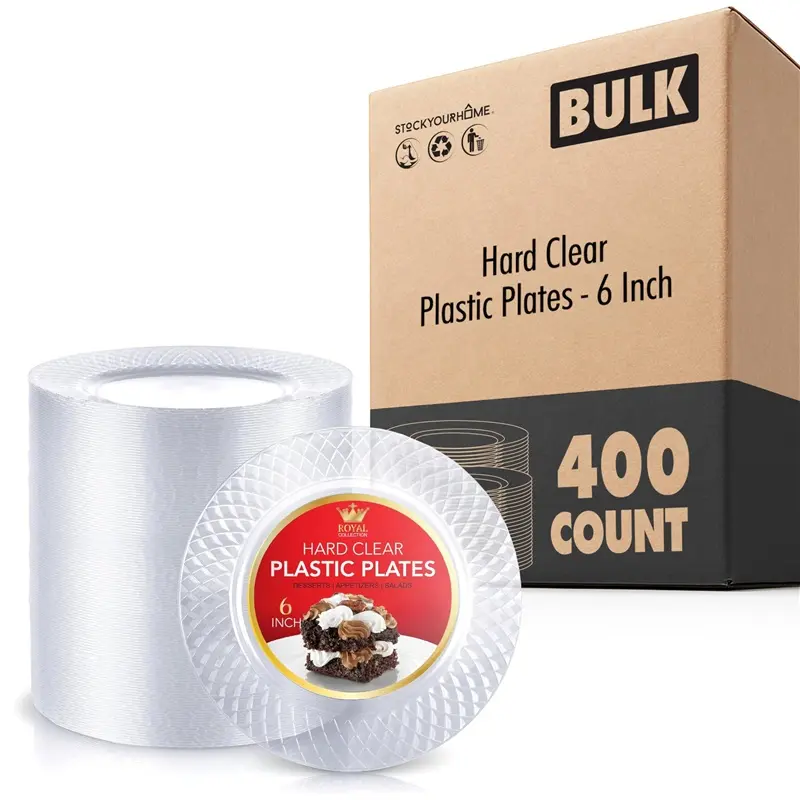 Hard Clear Plastic Plates - 6 Inch (400 Pack) Hard Clear Plastic Plates - 6 Inch (400 Pack)