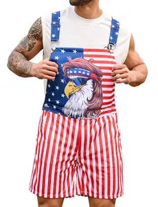 OeyFnbmO Men’s & Women's American Flag Bib Overalls Shorts – Patriotic USA Romper for 4th of July, Halloween Costumes, Burning Man Clothing, Veterans Day, Festival & Party Outfit , Menswear, Womenswear, Outdoor Wear