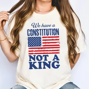 Patriotic Statement T-Shirt – Constitution Not a King Graphic Tee, American Flag Shirt, Freedom & Democracy Apparel, Unisex Top
