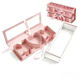Mother Birthday Gifts Box ''Mom'' Letter Empty Box Mother‘s Day Box with Window and Support Frame Pink/White Gift Boxes for Wemen,Mother,Festival Birthdays Everyday life You Love Your Mom