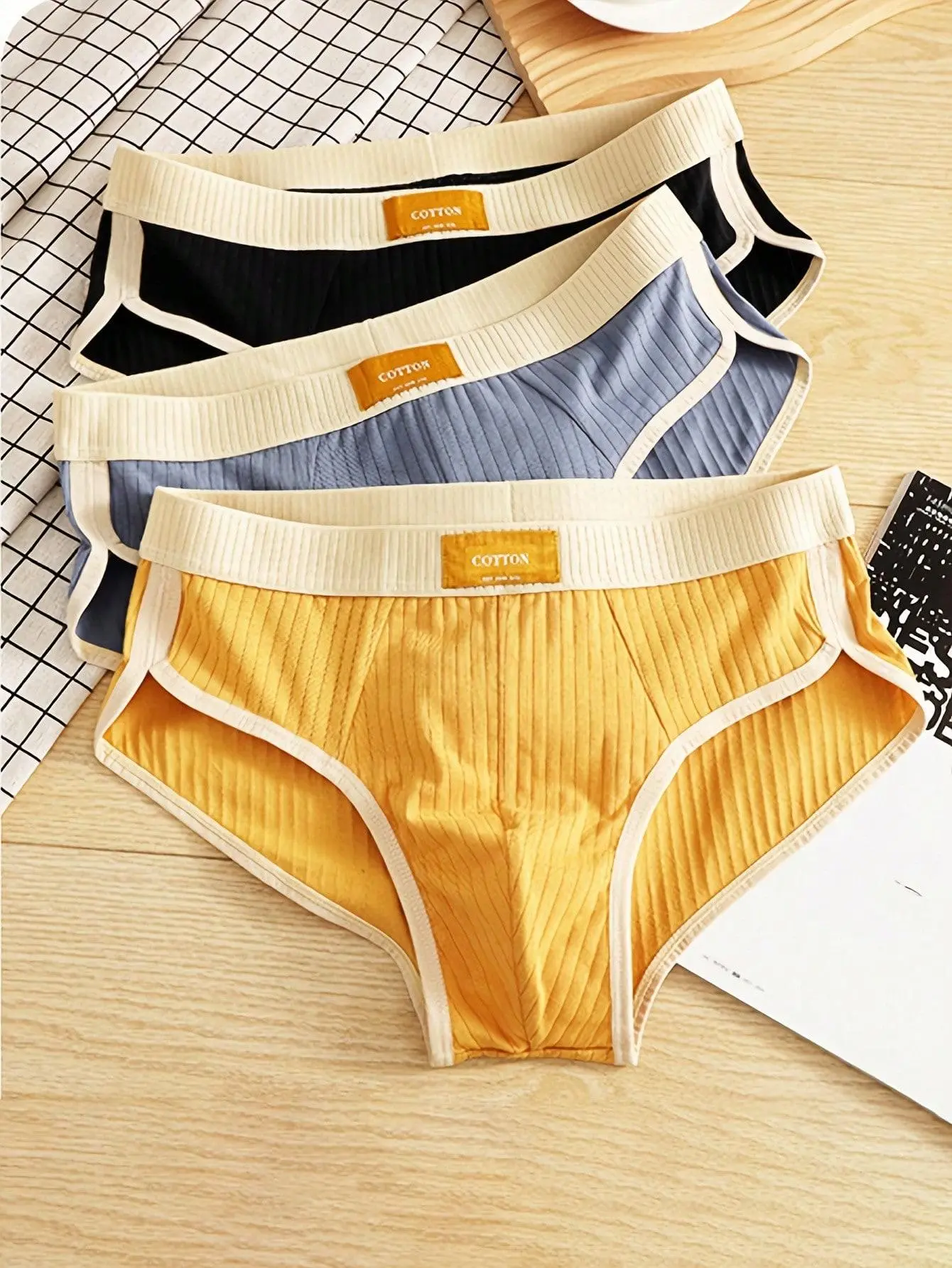 Men Letter Print Athletic Briefs, Breathable Soft Comfort Daily Sports Underwear