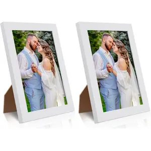 2 Pack 5x7 Picture Frame, White Picture Frame for Wall and Tabletop Display, Resistant Plastic Photo Picture Frame with Clear Plexiglass for Vertical or Horizontal Display