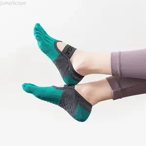 Five Toe Non Slip Yoga Socks with Grips and Back Strap for Women Pilates Barre Ballet and Home Workout Activities