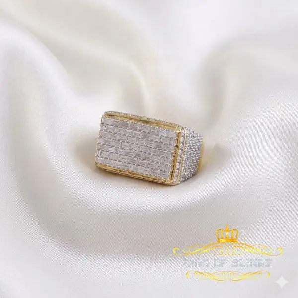 King of Bling's Men's/Womens 925 White Silver 6.50ct VVS 'D' Moissanite Rectangle Rings Size 10