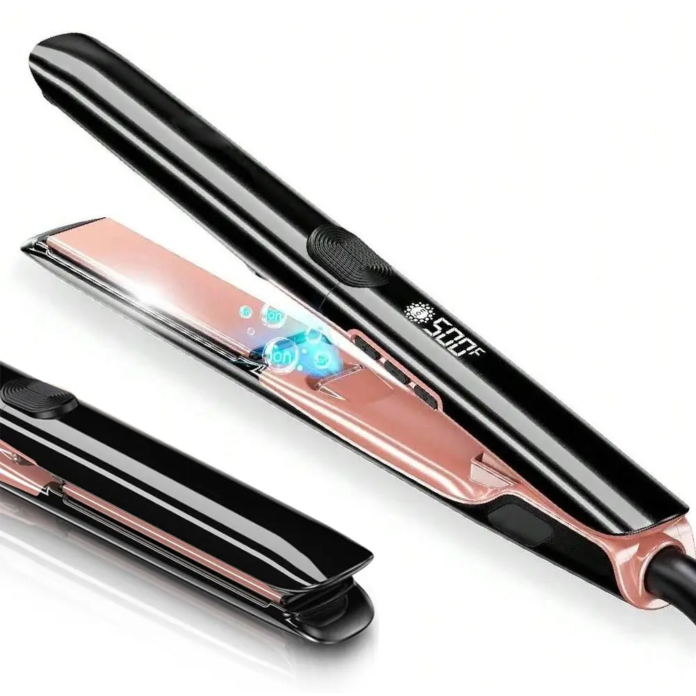 2-in-1 Ceramic Curling Iron & Straightener - Thermal Hair Styler, 500°F 30s Rapid Heating Plasma Ceramic Flat Iron, Dual Voltage for Travel, Straightener Straightening & Frizz Control, Bouncy Curls, Easy Curls