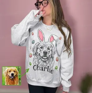 Custom Easter Dog Photo Sweatshirt or T-Shirt, DTG Printed