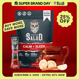 Salud 2-in-1 [Calm + Sleep] Nighttime Drink Mix, Agua Fresca,  Melatonin, Magnesium, Saffron Extract, L-Theanine, Relaxation & Sleep Support, Non-GMO, Gluten Free, Vegan, Low Calorie, 1g Sugar (15 Servings)