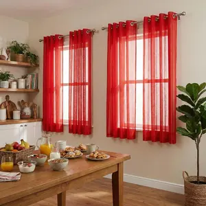 Cozy Curtain 4 Panels 52x63inch 540D mesh straight stripe curtains with loops at the top, soft and light-transmitting, suitable for bedrooms and living rooms, 130 GSM. FT6664