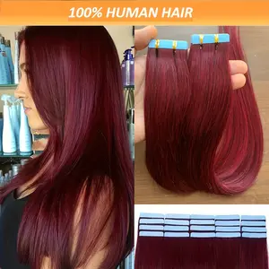 Fashion New Hot 20-30 Inch Seamless Skin Weft Tape-In Human Hair Extensions - Vibrant Red, Long & Straight, High-Quality Hair for Women, Stylish Hair Addition | Straight Hair Extensions | Natural Hair Texture, Hair Wefts