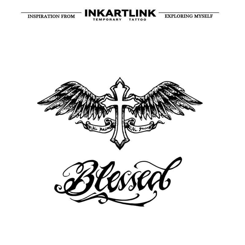 INKARTLINK Tattoo Tech,2 Sheets Extra-Large Semi Permanent Tattoo,Adult Art Design Temporary Tattoos, Lasts 1-2 Weeks, Waterproof, Realistic look, No Adhesive, No reflection (Bless Design?