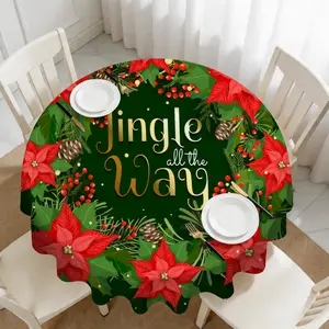 Large Christmas patterned circular tablecloth/table mat made of high-quality materials; Durable and scratch resistant, suitable for daily use or special occasions, adding personality and beauty to your dining table.