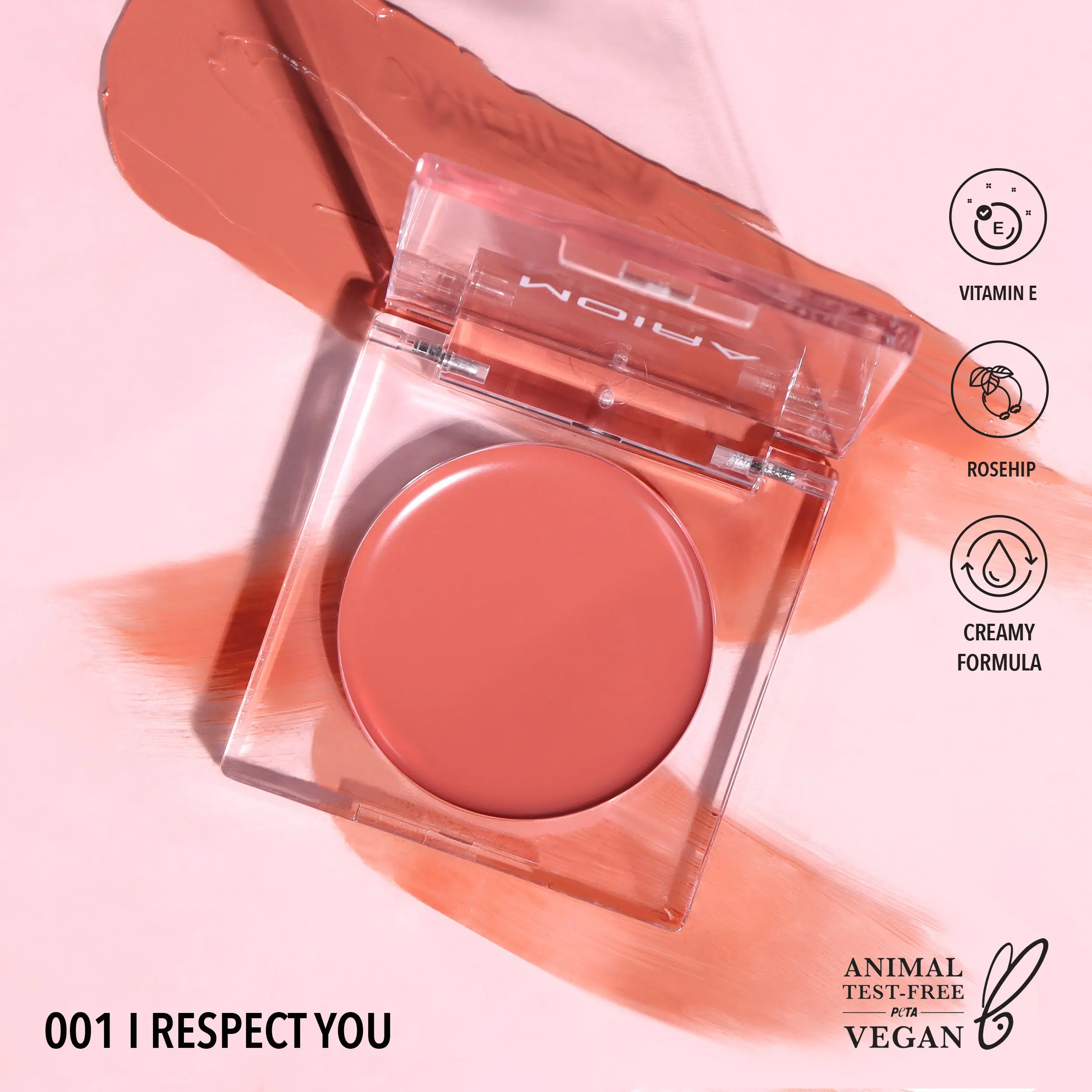 MOIRA | Loveheat Cream Blush (001, I Respect You) | Dewy Cream Blush with Lightweight, Blendable Color