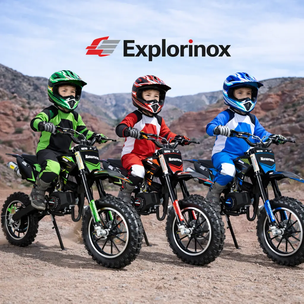 Explorinox Durable Kids' Mini Dirt Bike Friction Ride-On Model Vehicle - BPA-Free, Unisex, Environmentally Friendly, Easy-to-Use Classic Toy for Kids Outdoor Play, Fosters Confident Play