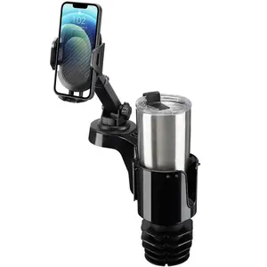 BETTERCARLIFE Cup Holder Phone Mount for Car, Car Accessories Car Cellphone Large Adapter Long Arm with 360 Degree Rotation, Compatible iPhone, Samsung & All Smartphones