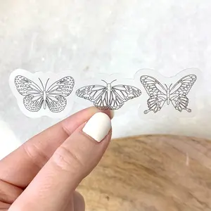 Clear Butterfly Series Waterproof Vinyl Sticker, 4x1"