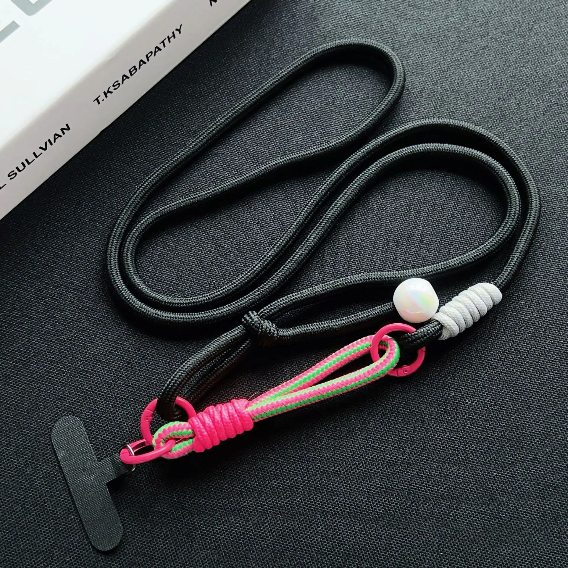 Cool pure black pearl lanyard