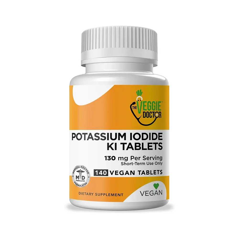 The Veggie Doctor Potassium Iodide Radiation Tablets 130mg for Adults & Kids USA-Made Anti-Radiation Pills Vegan Gluten-Free GMO-Free 140 Tablets - Healthcare, Minerals, Fitness