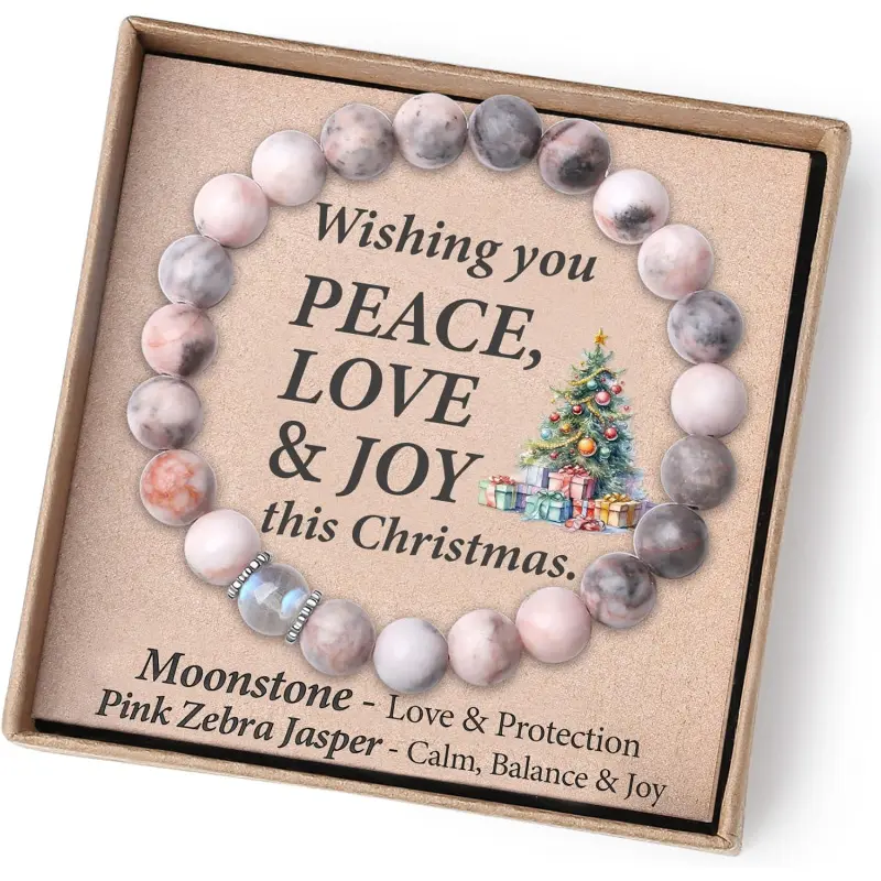 5.9" Christmas Wishes-Pink Zebra Jasper-Moonstone