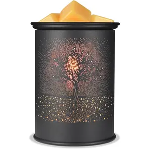 Metal Wax Melt Warmer, Candle Wax Warmer for Scented Wax Melter,Electric Wax Melts Wax Cubes Black Candle Lamp for Home Office Decor,Wax Burner as Gifts for Mom Grandma Women Girls (Tree)