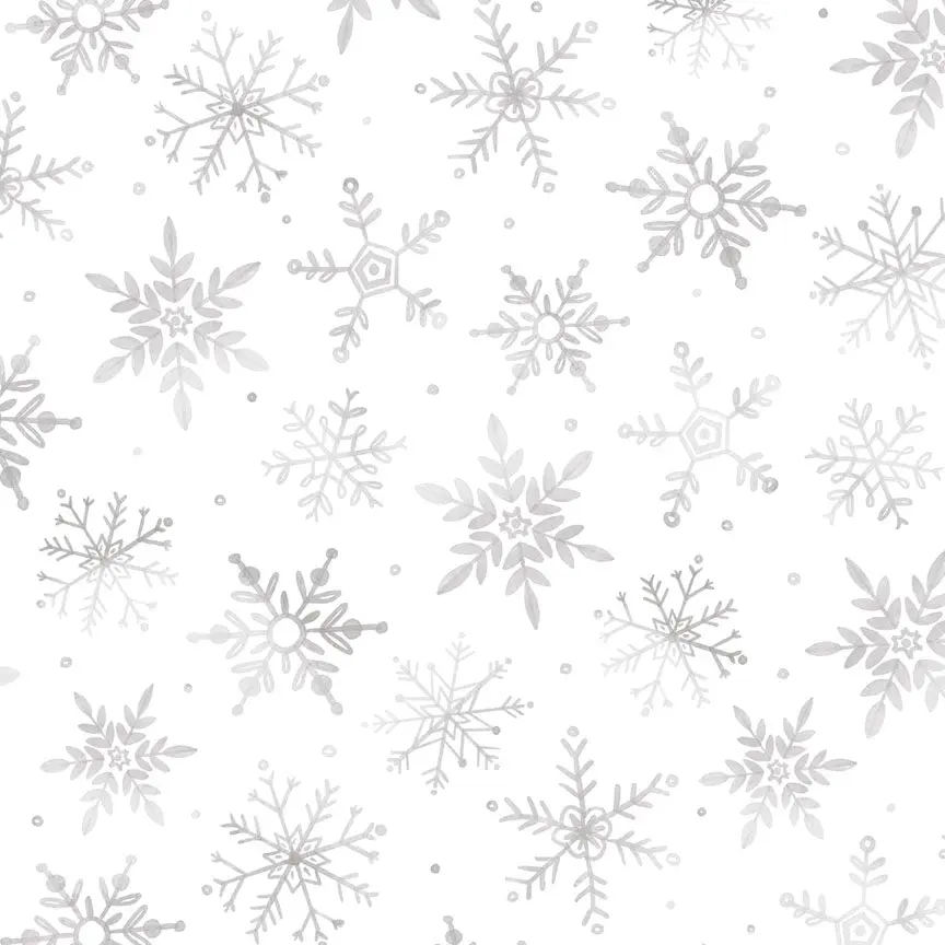 Fabric P & B Textiles White/Silver Snowflakes First Frost 108" Wide Back by the Quarter Yard 6298-WS