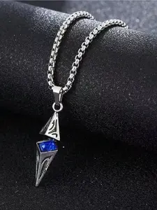 Star rhombus zircon high-grade geometric necklace, trendy handsome ins pendant, trendy cold and simple men's matching, Cuban Link Design Chain, Statement Necklace