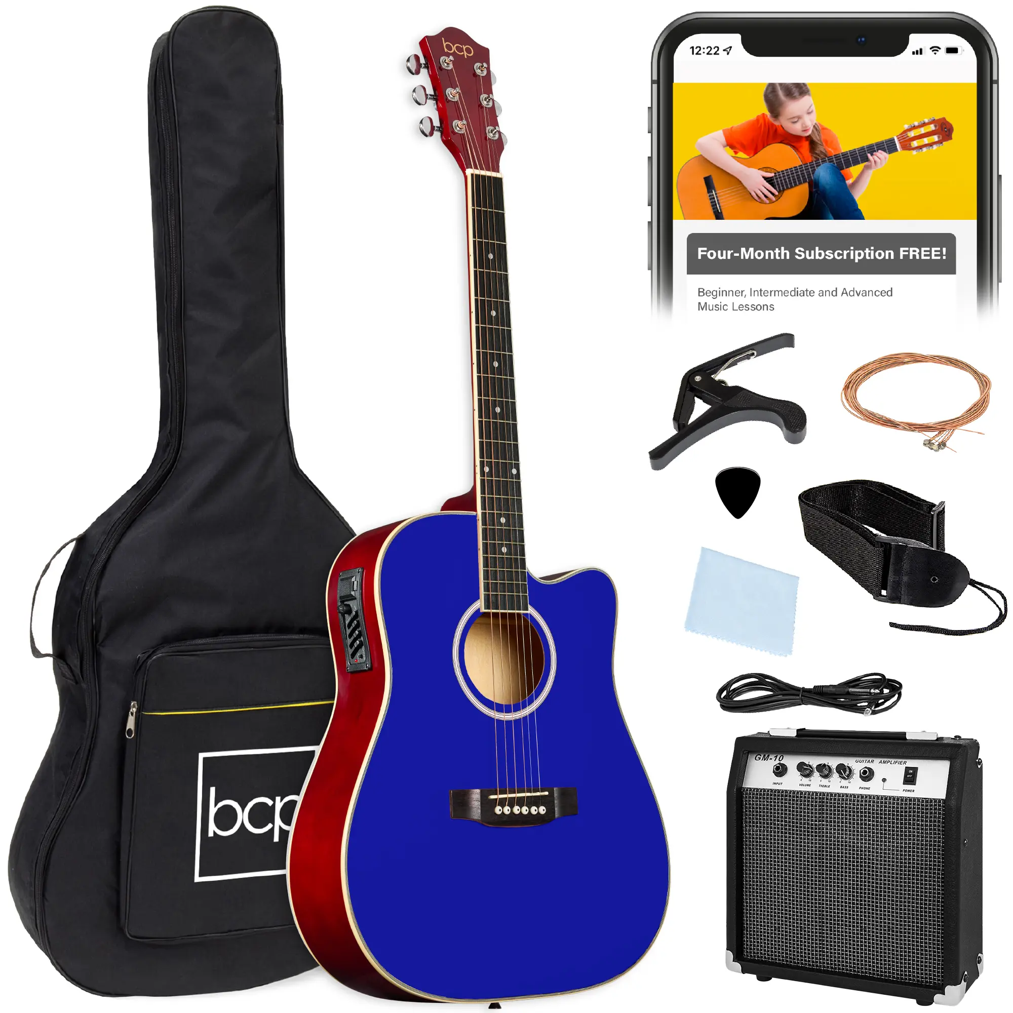 Best Choice Products Beginner Acoustic Electric Guitar Starter Set 41in w/ Wood Cutaway Design, Gig Bag Best Choice Products Beginner Acoustic Electric Guitar Starter Set 41in w/ Wood Cutaway Design, Gig Bag