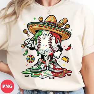 [Sale up to 50%] [Free Ship] Drip Baseball Cinco De Mayo T-Shirt, Sombrero Baseball Fiesta, Mexican Drip Baseball Graphic, Sublimation Shirt