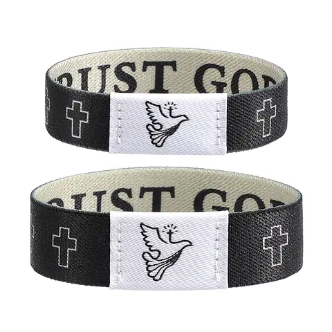 Women's Christian 2-Pack Scripture Verse Bracelets - NFC Wrist Accessory, Religious Iconography Bracelets & Bangles, Cross Charm, 2 Sizes (0.79x7.87in), Faith-Inspired Graphic, Gift-Ready Faith Bangle, Modern Innovation Blend, Casual Adult Accessory