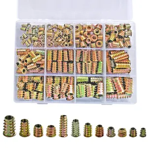 265 Pcs 12 Size M4/M5/M6/M8/M10 Nut Inserts - Zinc Alloy Screw Inserts Assortment Threaded Inserts for Wood, Hex Socket Drive Metric Bolt Fastener Connector for Wood Furniture Screw-in Nut