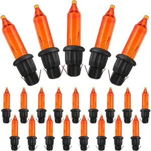 60Count 2.5V Christmas 50/100/150/200 Count Mini Incandescent Wire Lights Replacement Bulbs Indoor/Outdoor Christmas Lights Decor for Home Xmas Tree (Black Base with Orange Bulb)