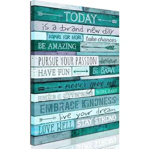 aburaeart Inspirational Wall-Art - Quotes Office Teal Decor For Bedroom - Word Artwork For Home Walls