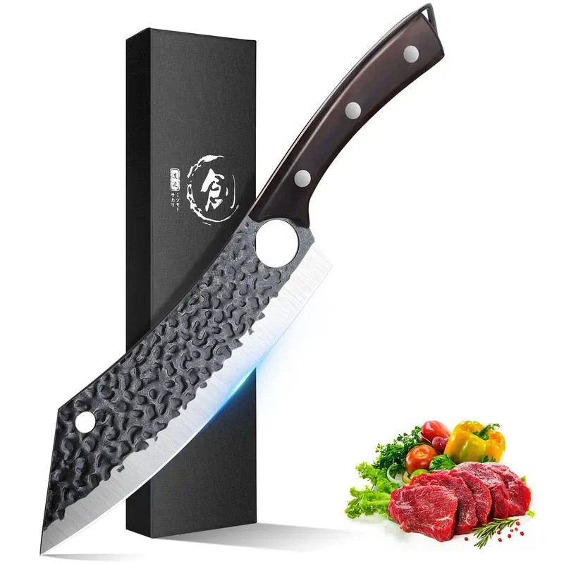 Purple Dragon 8-Inch Hand-Forged 67-Layer High Carbon Steel Kitchen Knife - 5.9-Inch Handle, 1-Piece Japanese Cooking Utensil for Meat/Vegetable, Adult Kitchenware, Gifting Option