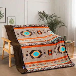 Nu Trendz AZTEC Sherpa Fleece Throw Blanket 50"x60" Southwest Navajo Print Super Fuzzy Soft Double-Sided Cozy Plush Premium Polyester Microfiber for Snuggling Home Decor