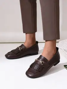 Women's Fashion Square Toe Dress Shoes, PU Leather Medium Width, Casual All-Season Rubber Sole, Trendy Latch Key Design