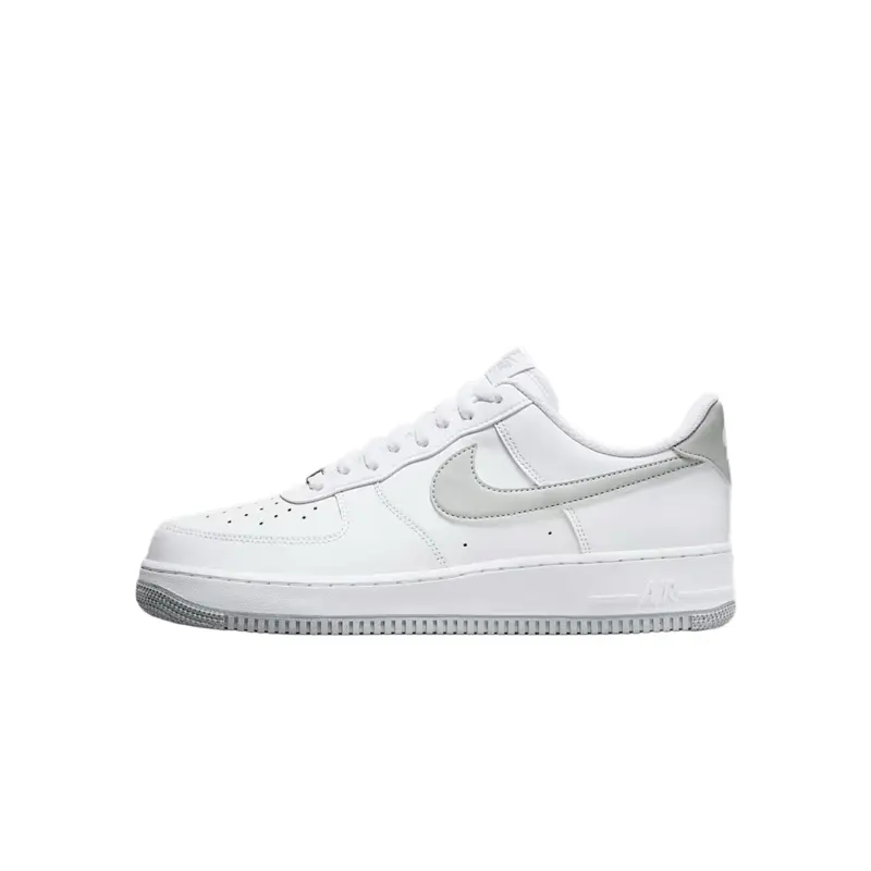 Nike Air Force 1 Low '07 White Light Smoke Grey Men's Casual Sneakers with Perforated Toe Box & Air Midsole Cushioning for Daily Wear - Closed - Trainer, Shoe, Sports Shoes, Rubber, Mensfashion, Logo, Basic, Fits True To Size, Footwear, Athletic, Leather,