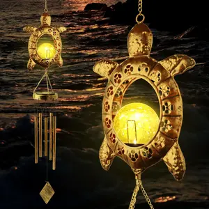 Solar Turtle Wind Chimes, Tortoise WindChimes, Light Windchime Outdoor, Garden Decor, Yard Decor, Gifts for Women, mom, Grandma