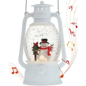 Musical Christmas Snow Globes Snowman Lighted with 6H Timer Winter Scene Cardinal Mailbox,Snowman Snow Globe Glittering for Christmas Decorations