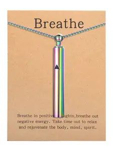 Anxiety Relief Necklace, Focus Breathing Pendant, Stainless Steel Charm, Natural Relaxation and Stress Reduction, Ideal for Daily Use