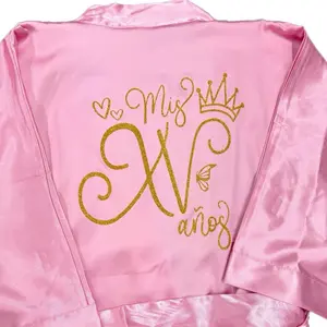 Exclusive Quinceañera Silk Robe with “Mis XV Años” Design Quince Gifts