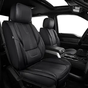 For Ford F150 2009-2024 2025 2026 Seat Covers - F250 F350 F450 2017-2025 2026 Seat Protectors with Waterproof Leather(2 Front Set, Black)
