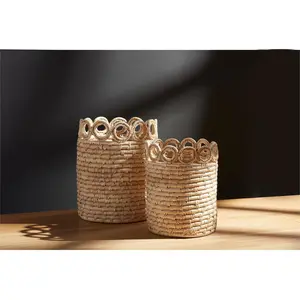 Sea Grass Circle Weave Rim Basket Set