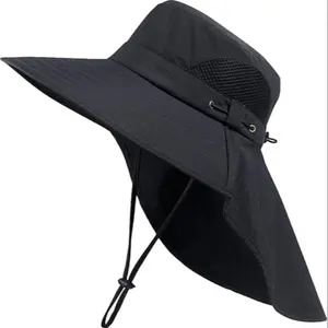 Outdoor Quick-Dry Wide Brim Sun Protection Hat, Fishing Hat with Neck Protection, Breathable Summer Hat for Men and Women, Removable Face Shield