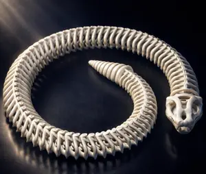 3D Printed Articulated Skeleton Snake | Flexi Skeleton Serpent Fidget Toy | Spooky Halloween Decor | Gothic Desk Pet