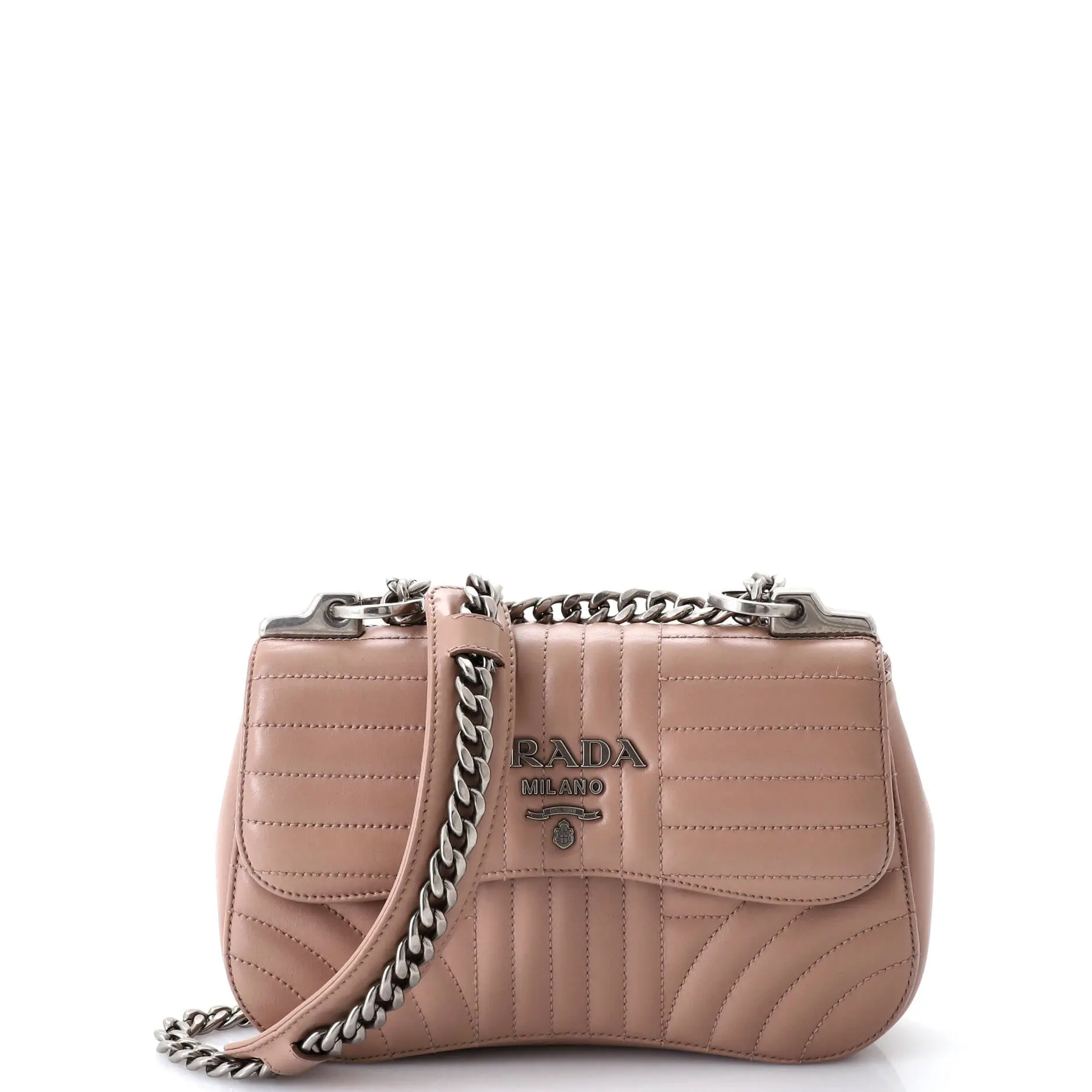 Pre-owned PRADA Leather Shoulder Bags Curved Flap Chain Shoulder 