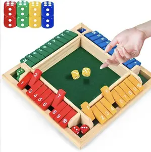4-Player Flip & Roll Dice Challenge Board - Wooden Tablegame for Family Fun Educational Portable Ideal for All Ages Perfect Gift for Game Nights Tablegame