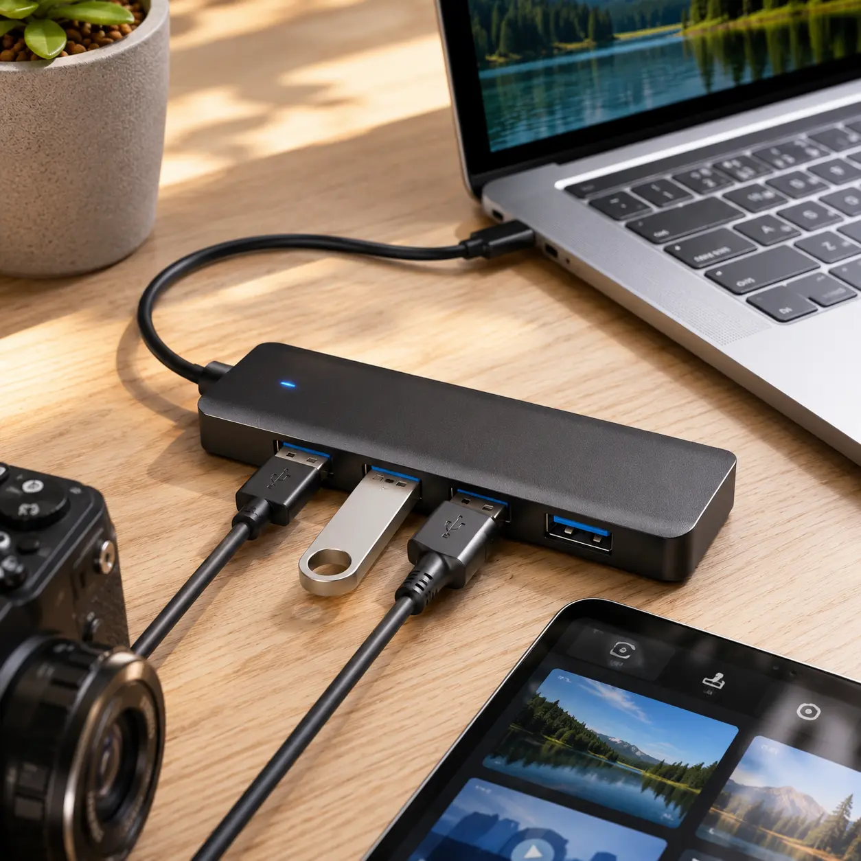 USB Hub 4 Ports, Multiple USB 3.0 Hub, USB A Splitter Ultra-Slim USB Expander for Mouse, Keyboard, Flash Drive, U Disk, Printer, Laptop PC, Desktop and More