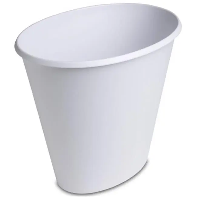 Sterilite Plastic 10 Qt White Oval Wastebasket, Curved Rim, Liner Safe for Trash Disposal 10198012